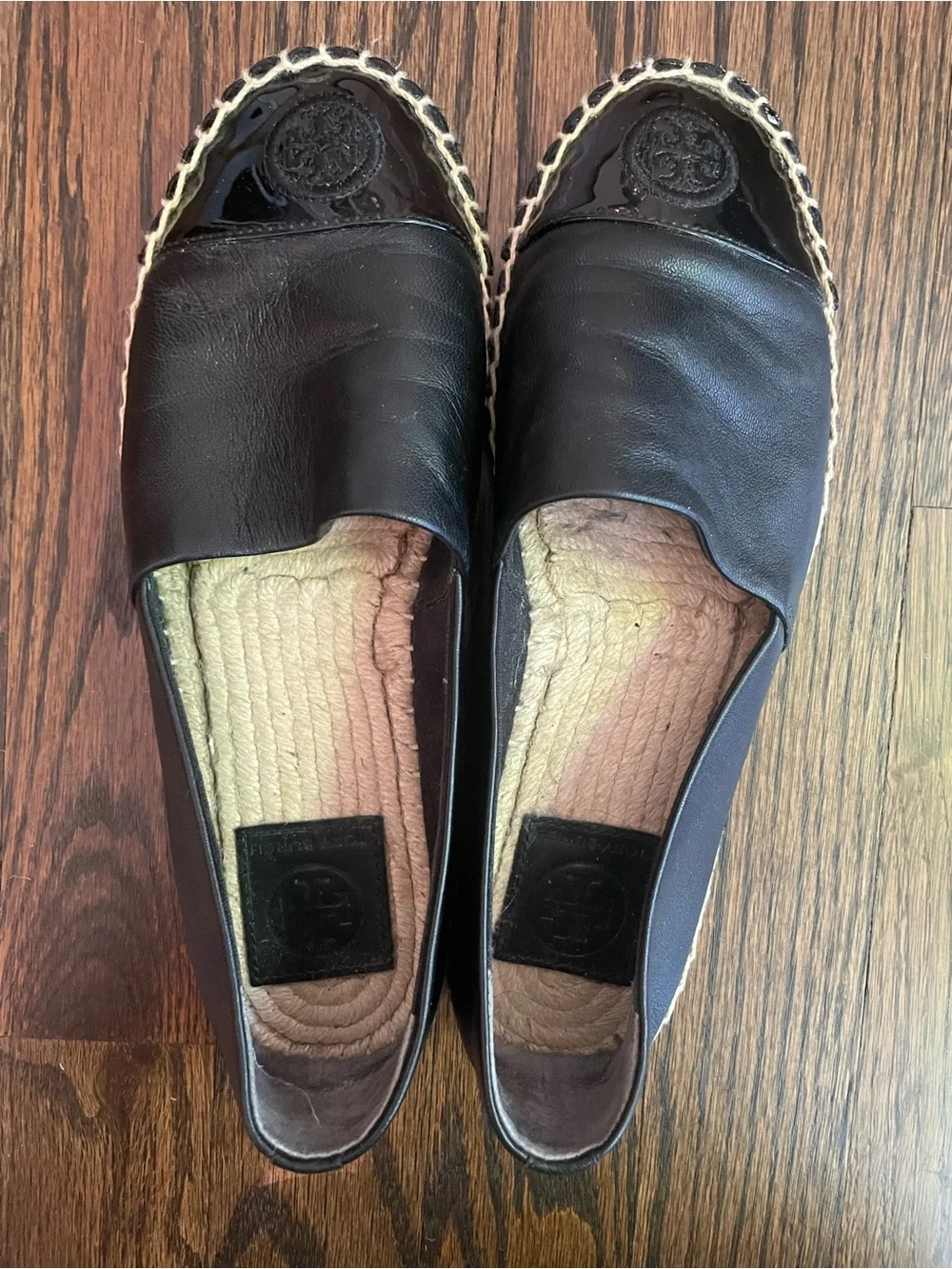 Tory Burch Color Block Mixed Leather Espadrilles Black 6.5